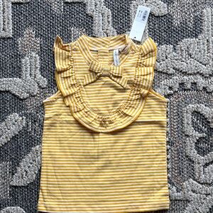 Janie and Jack Yellow Striped Ruffle Top